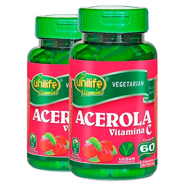 Kit 2 Acerola vitamina C Unilife 60 cápsulas