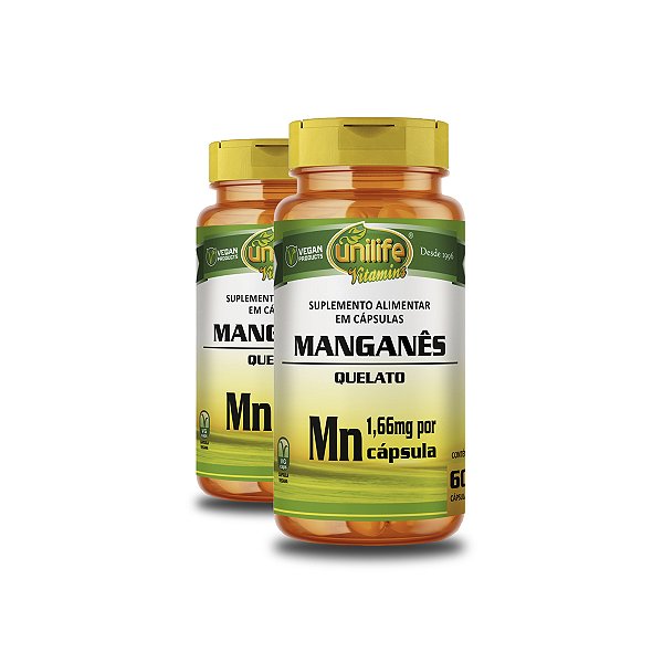 Kit 2 Manganês Quelato MN 60 cápsulas Unilife