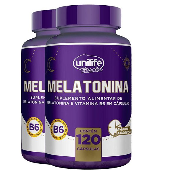 Kit 2 Melatonina + B6 Unilife 120 cápsulas