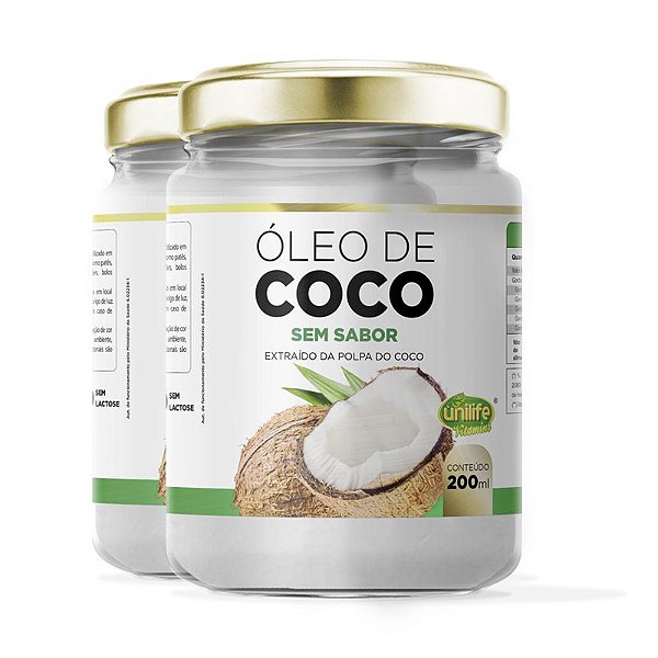 Kit 2 Óleo de coco sem sabor Unilife 200ml