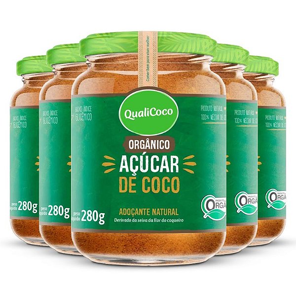 Kit 5 Açúcar de coco Qualicoco 80g orgânico