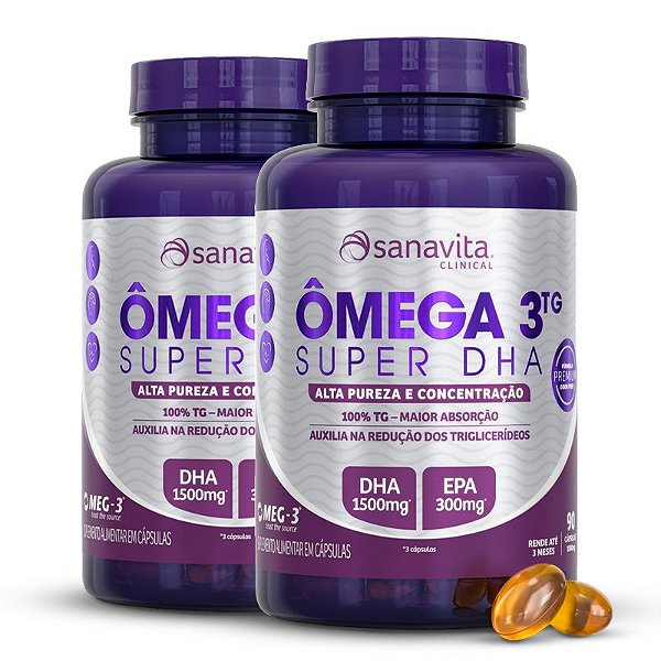 Kit 2 Ômega 3TG Super DHA Sanavita 90 cápsulas