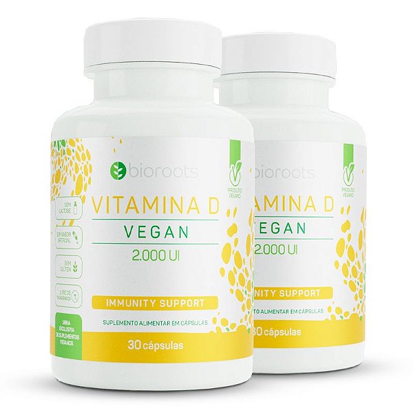 Kit 2 Vitamina D 2000ui Bioroots Vegana 30 cápsulas