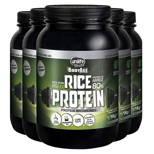 Kit 5 Rice Protein 1kg Proteína vegetal Unilife natural