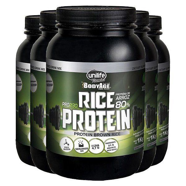 Kit 5 Rice protein proteína de arroz Unilife 1kg chocolate