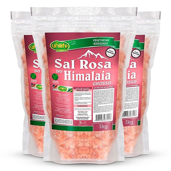 Kit 3 Sal Rosa do himalaia Grosso Unilife 5kg