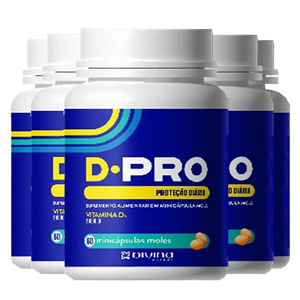 Kit 5 D-Pro Vitamina D 2000UI Divina Pharma 60 cápsulas