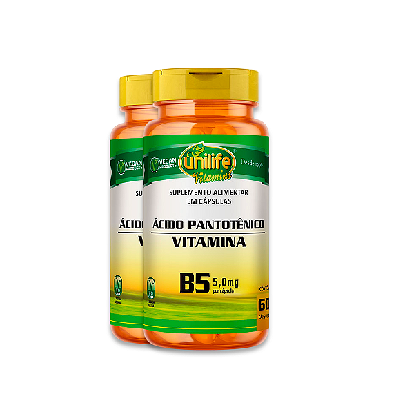 Kit 2 Vitamina B5 Ácido Pantotênico 60 cápsulas Unilife