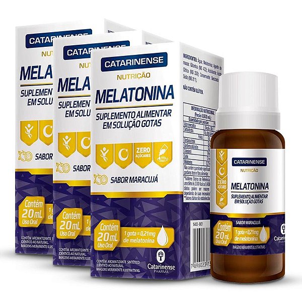 Kit 3 Melatonina em gotas Catarinense Maracujá 20ml