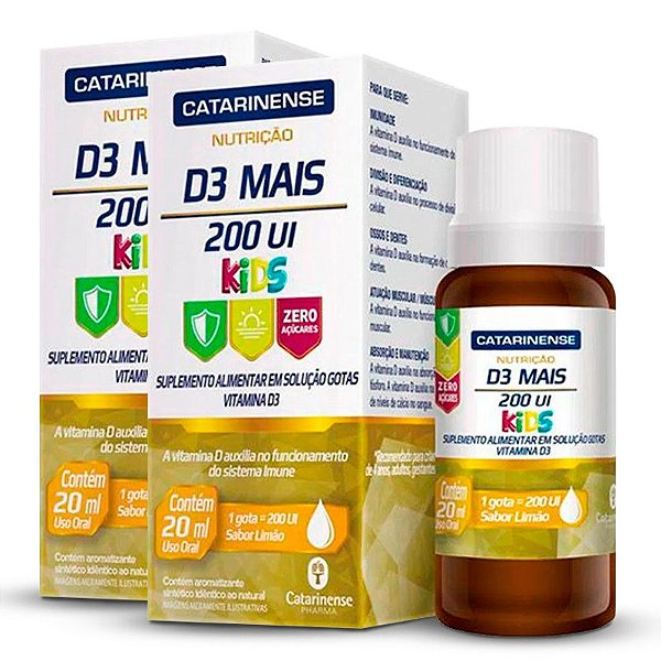Kit 2 Vitamina D3 Mais Kids 200 Ui Catarinense 20ml