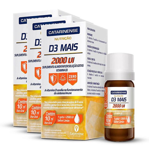 Kit 3 Vitamina D3 Mais 2000 Ui Catarinense 10ml