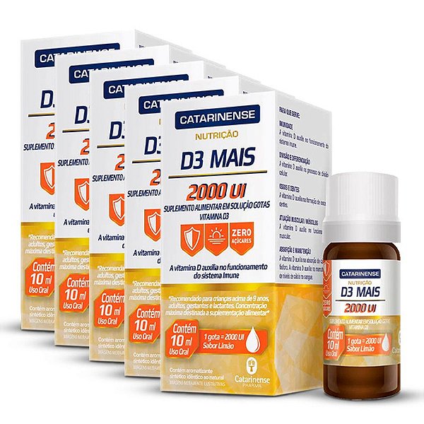 Kit 5 Vitamina D3 Mais 2000 Ui Catarinense 10ml