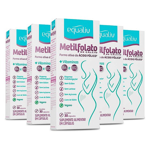 Kit 5 Metilfolato de Cálcio Equaliv 30 comprimidos