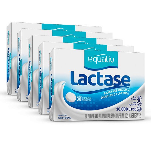 Kit 5 Lactase Equaliv 30 comprimidos mastigáveis