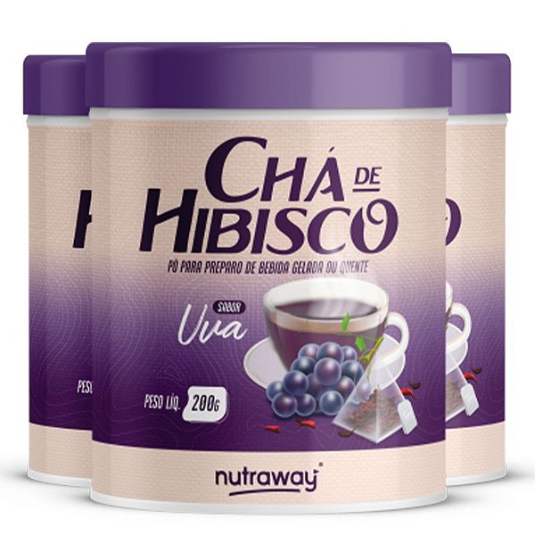 Kit 3 Chá De Hibisco Uva Nutraway 200g