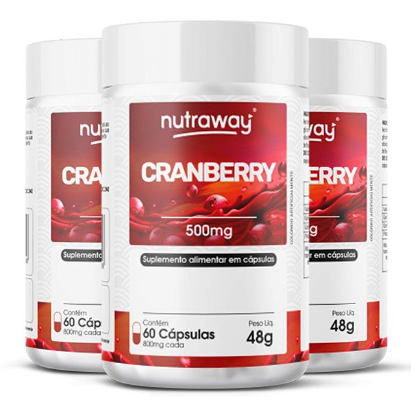 Kit 3 Cranberry Nutraway 500mg 60 cápsulas