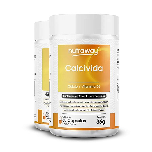 Kit 2 Calcivida Nutraway 600mg 60 cápsulas