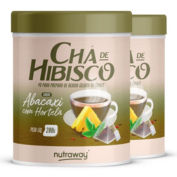 Kit 2 Chá De Hibisco Abacaxi C/Hortelã Nutraway 200g