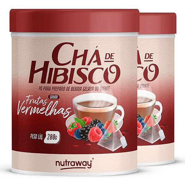 Kit 2 Chá De Hibisco Frutas Vermelhas Nutraway 200g