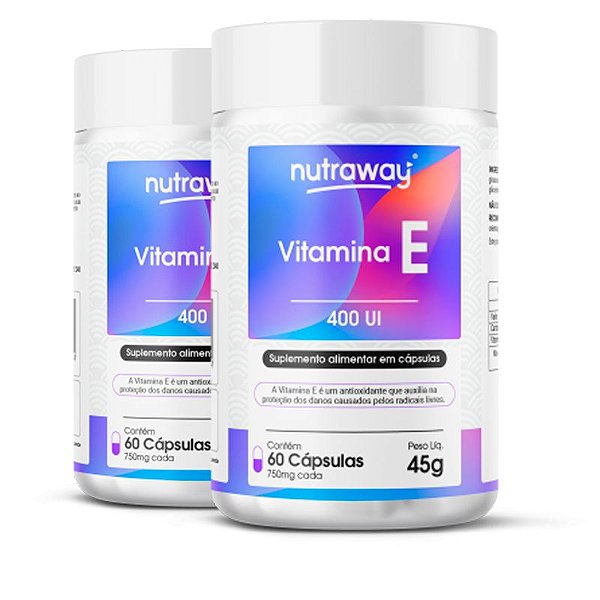 Kit 2 Vitamina E 400ui Nutraway 60 cápsulas