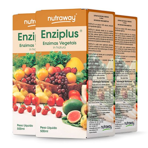 Kit 3 Enzimas Vegetais Enziplus Nutraway 500ml