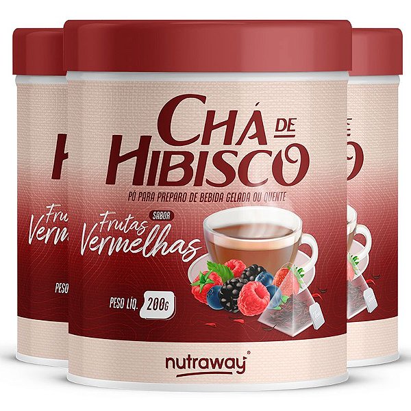 Kit 3 Chá De Hibisco Frutas Vermelhas Nutraway 200g