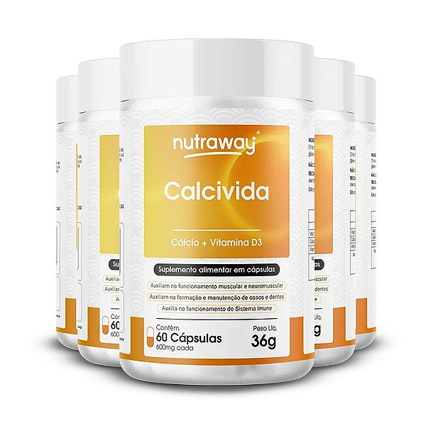 Kit 5 Calcivida Nutraway 600mg 60 cápsulas
