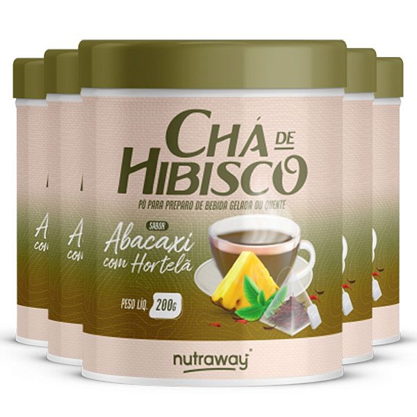 Kit 5 Chá De Hibisco Abacaxi C/Hortelã Nutraway 200g