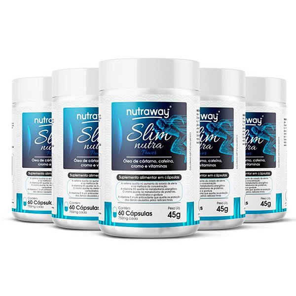 Kit 5 Slim Nutra Termogênico Homem Nutraway 60 cápsulas