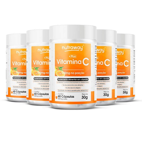 Kit 5 Vitamina C Nutraway 60 cápsulas