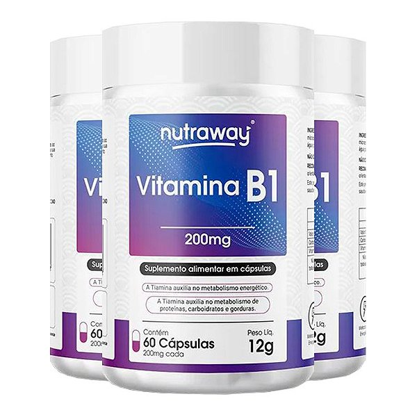 Kit 3 Vitamina B1 Nutraway 60 cápsulas