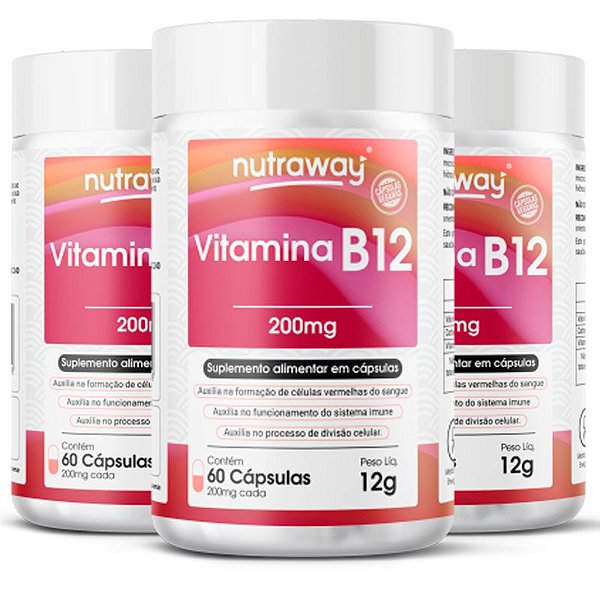 Kit 3 Vitamina B12 Nutraway 60 cápsulas