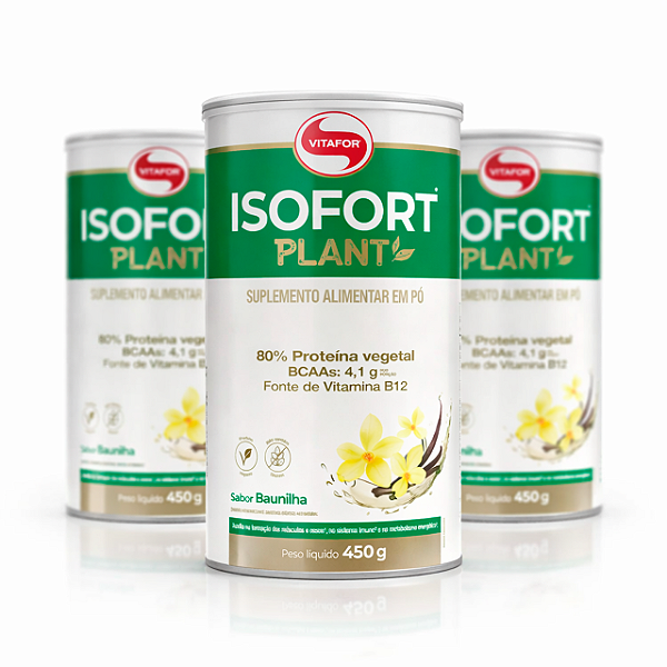 Kit 3 Isofort Plant Vitafor 450g Baunilha