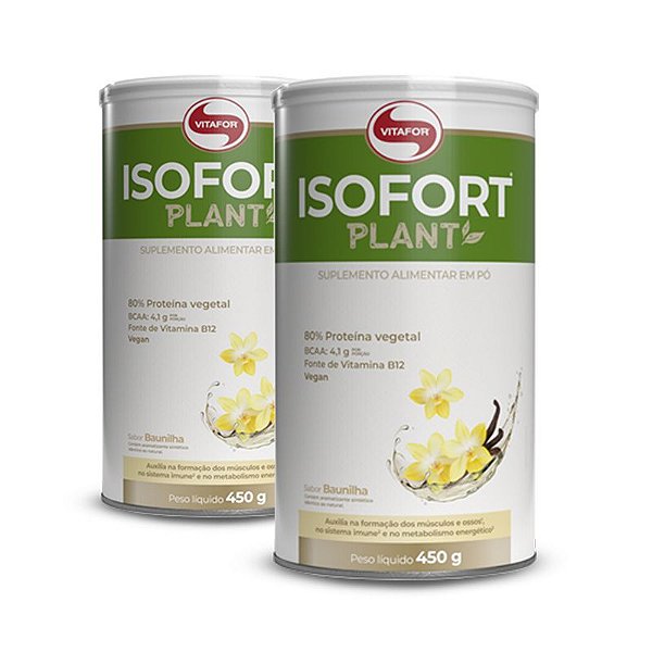 Whey Protein Vitafor Vegano Isofort Plant 450g Baunilha Kit 02 Und