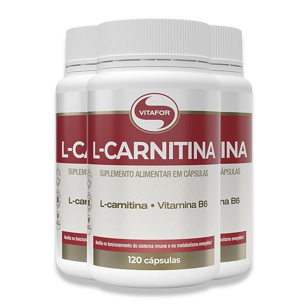 Kit 3 L-Carnitina + B6 Vitafor 120 Cápsulas