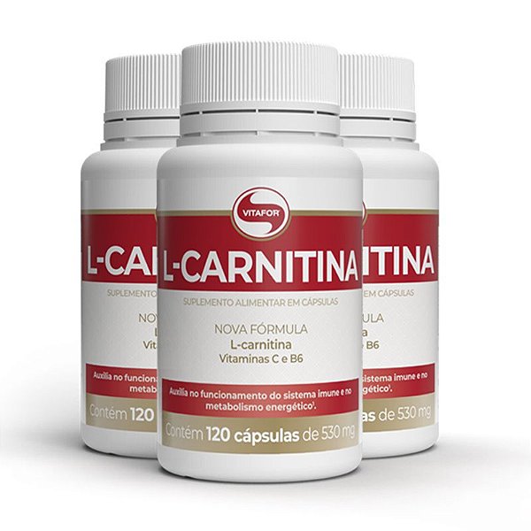 Kit 3 L-Carnitina + B6 Vitafor 120 cápsulas
