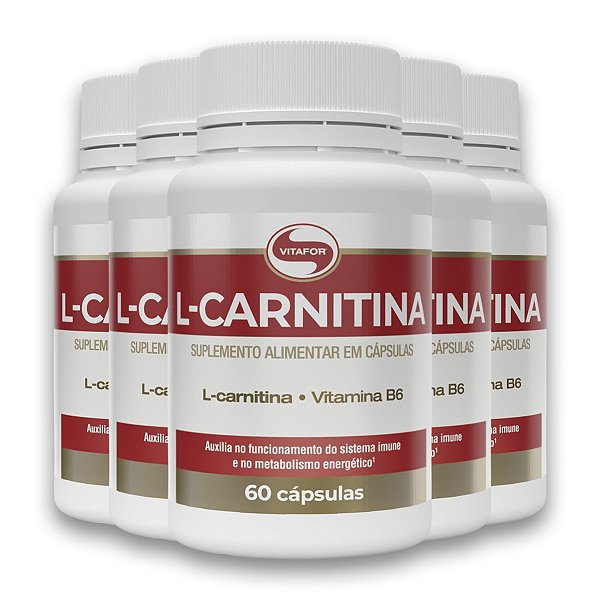 Kit 5 L-Carnitina + Vitamina B6 Vitafor 60 Cápsulas
