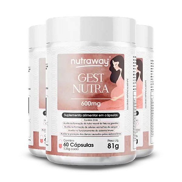 Kit 3 GestNutra Suplemento Vitamínico e Mineral Nutraway 60 cápsulas