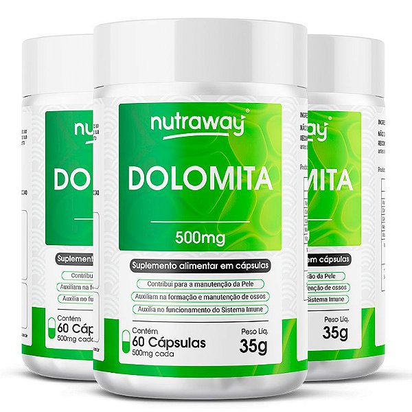 Kit 3 Dolomita Nutraway 500mg 60 cápsulas