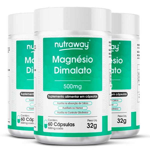 Kit 3 Magnésio Dimalato Nutraway 60 cápsulas