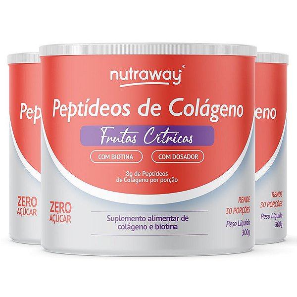Kit 3 Peptídeos de Colágeno Nutraway Frutas Cítricas 300g