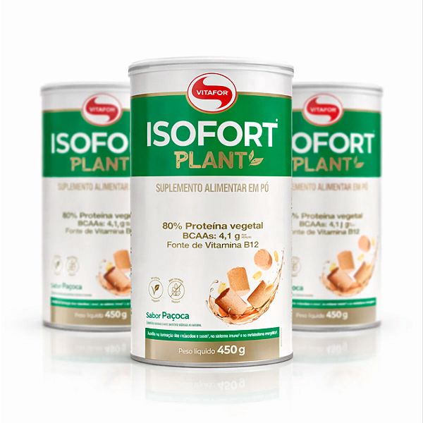 Kit 3 Isofort Plant Vitafor 450g Paçoca