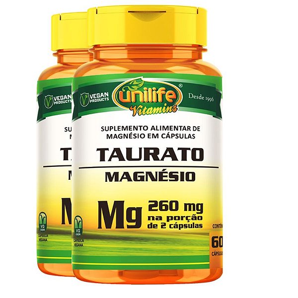 Kit 2 Magnésio taurato Unilife 60 cápsulas