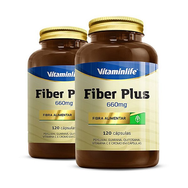 Kit 2 Fiber Plus Vitaminlife 120 cápsulas