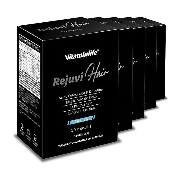 Kit 5 Rejuvi Hair Vitaminlife 30 cápsulas
