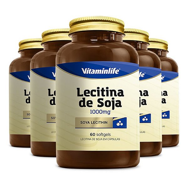 Kit 5 Lecitina De Soja Vitaminlife 60 cápsulas
