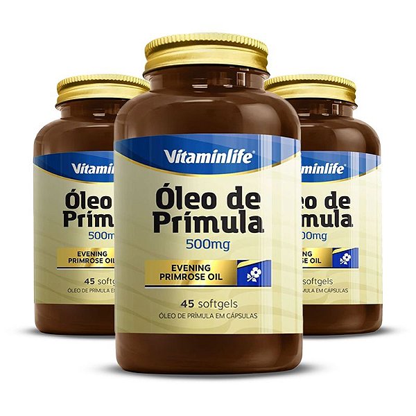 Kit 3 Óleo De Prímula 500mg Vitaminlife 45 cápsulas