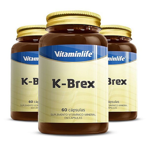 Kit 3 K Brex +Potássio Vitaminlife 60 cápsulas