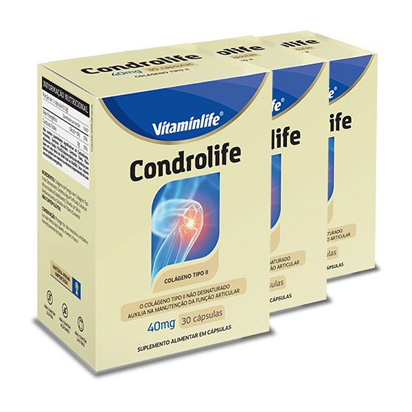 Kit 3 Condrolife Vitaminlife 30 cápsulas