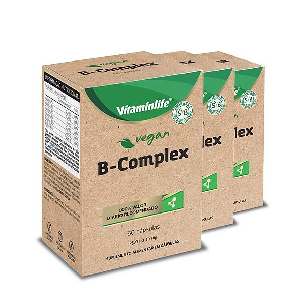 Kit 3 B Complex VitaminLife 60 cápsulas Veganas